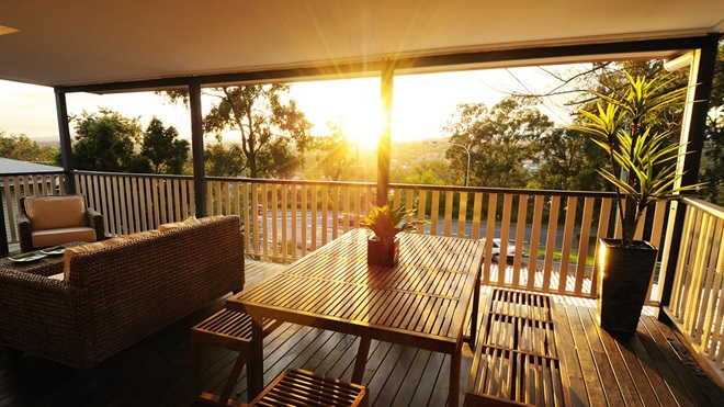 sunrise from an australian home verandah